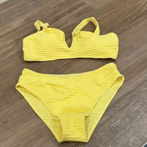 Yellow Textured Bikini Set